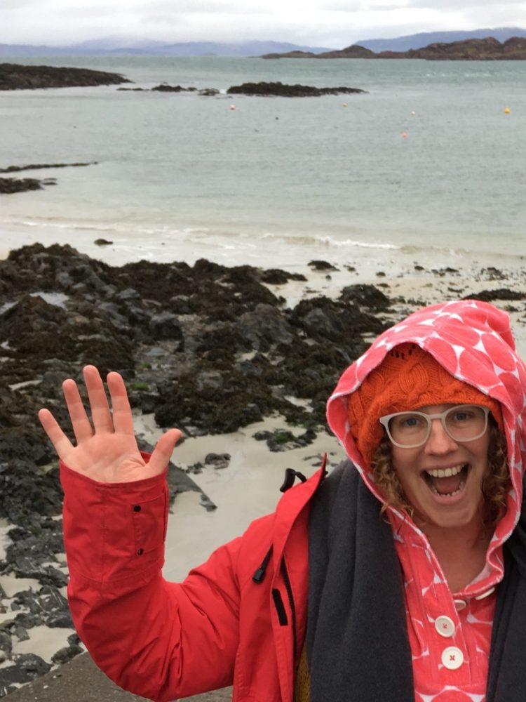 After chilly swim on January 1st, Iona, Hebrides, Scotland