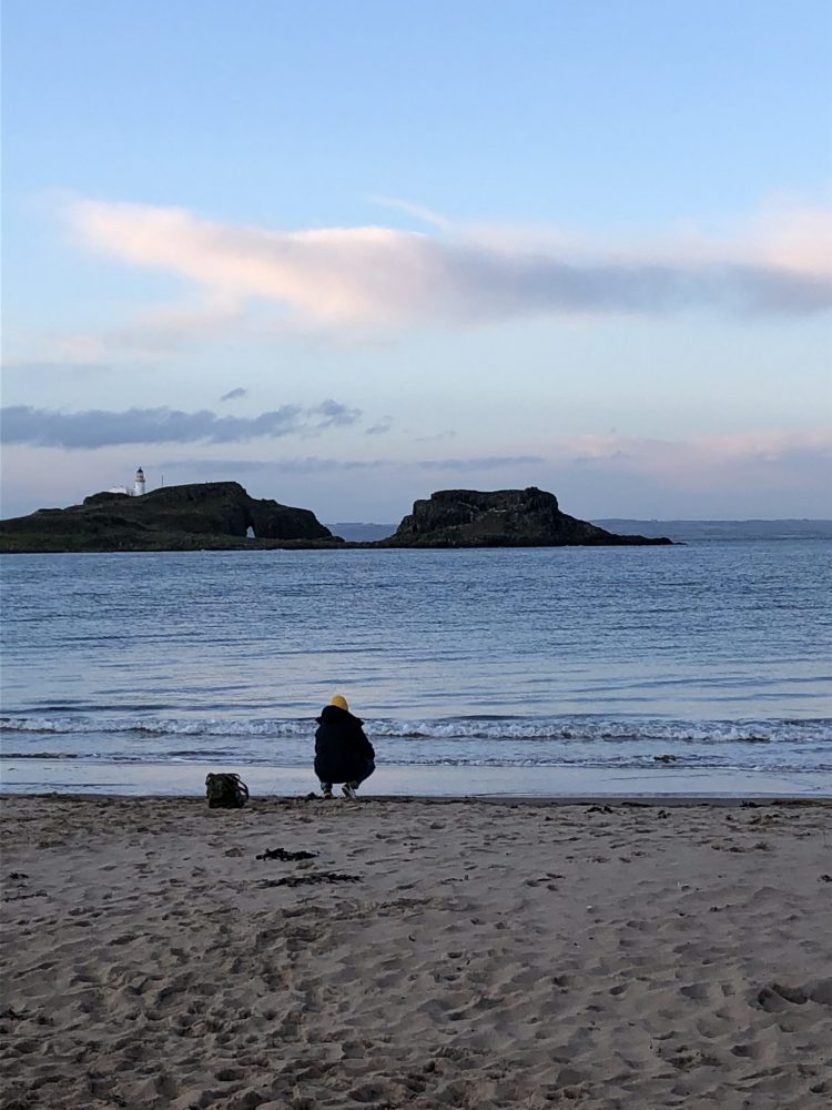 The Travelling Bookbinder film shoot. Fidra Island and Sarah Mason, film shoot loaction.