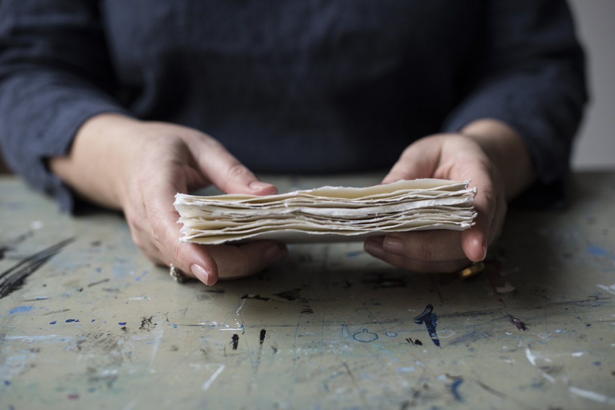 Cotton khadi pages from Bound: 15 Beautiful Bookbinding Projects by Rachel Hazell