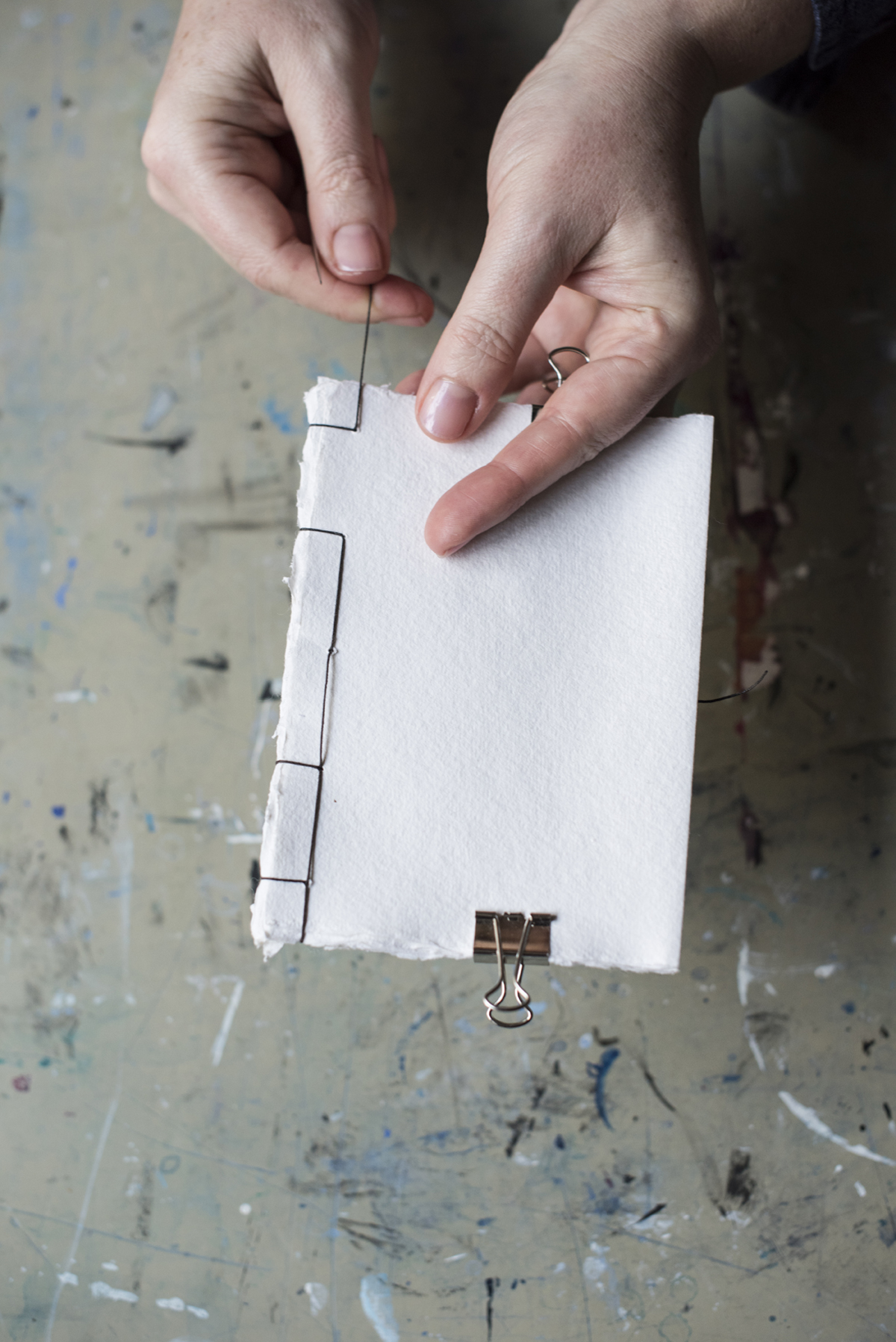 Japanese Stab Binding stitching detail from Bound: 15 Beautiful Bookbinding Projects by Rachel Hazell