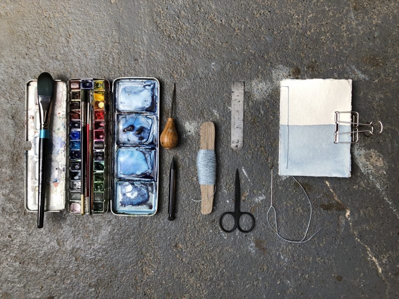 Make a stab binding with The Travelling Bookbinder - Continue to bottom hole