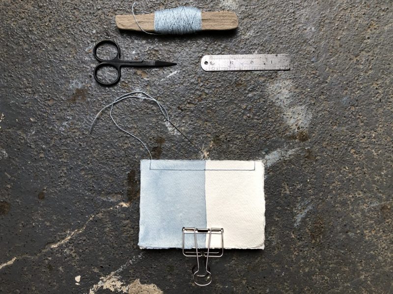 Make a stab binding with The Travelling Bookbinder - Back to middle hole