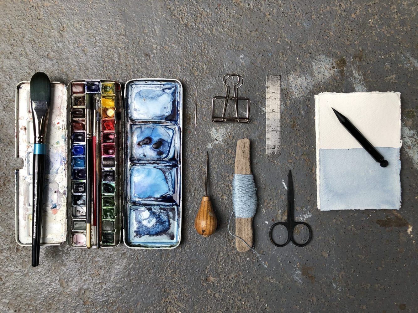 Make a stab binding with The Travelling Bookbinder - Mark sewing holes