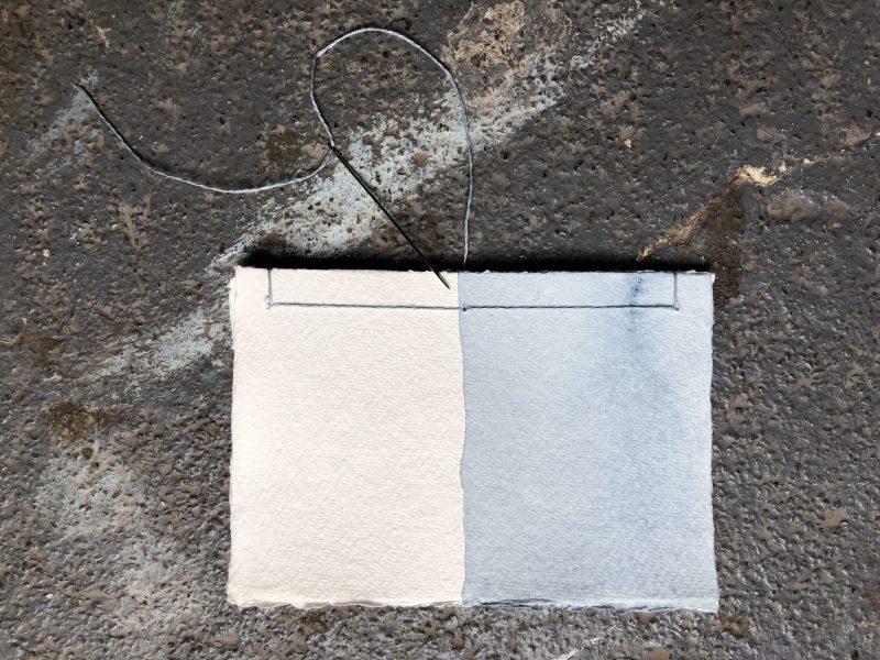 Make a stab binding with The Travelling Bookbinder - Final stitch