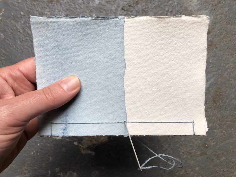 Make a stab binding with The Travelling Bookbinder - take needle to  centre