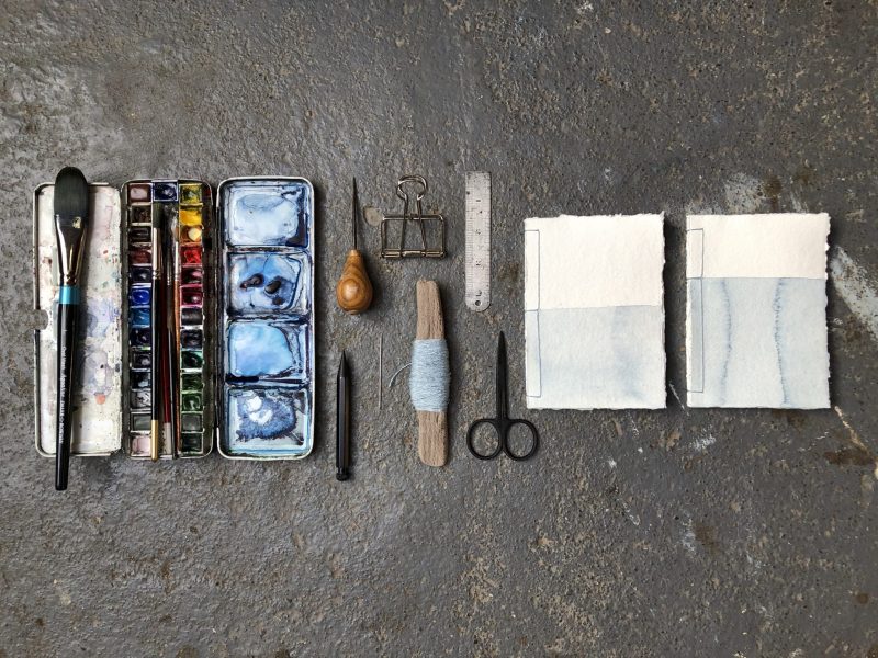 Make a stab binding with The Travelling Bookbinder - Two three hole stab bindings