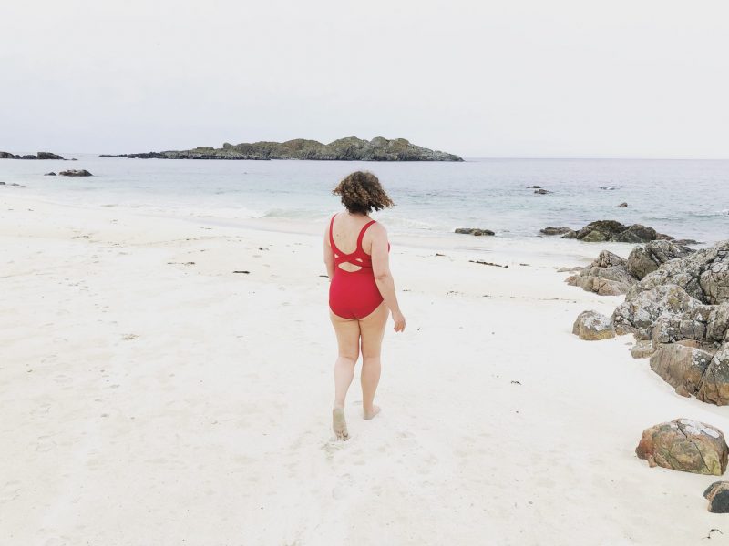 Rachel Hazell. Isle of Iona. Deakin & Blue swimsuit. Body Stories. Island isolation: Creative lockdown.