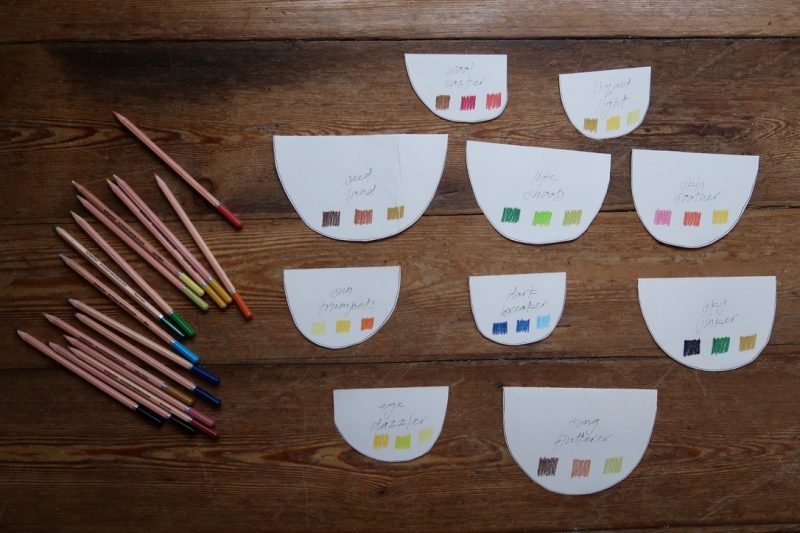 The Travelling Bookbinder: StAnza Bookart: Shades of Spring. Choosing three colours to represent each kenning