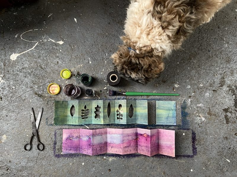 The Travelling Bookbinder: Cut Collage Concertina. Snuffy styling the shot