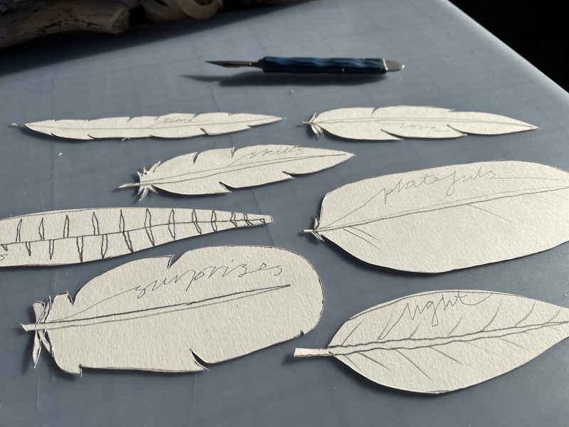 The Travelling Bookbinder: Bookart project: Twelve Gifts: Write each gift on a feather