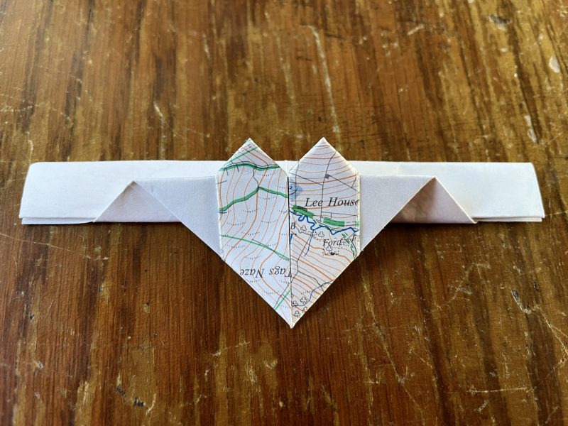 The Travelling Bookbinder: Origami Heart Ring: Ready to form ring shape