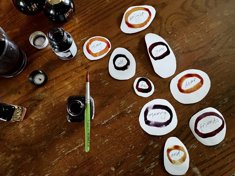 The Travelling Bookbinder: How to: Make Jewel Bauble Wishes: Write the words on each piece, and embellish if you fancy