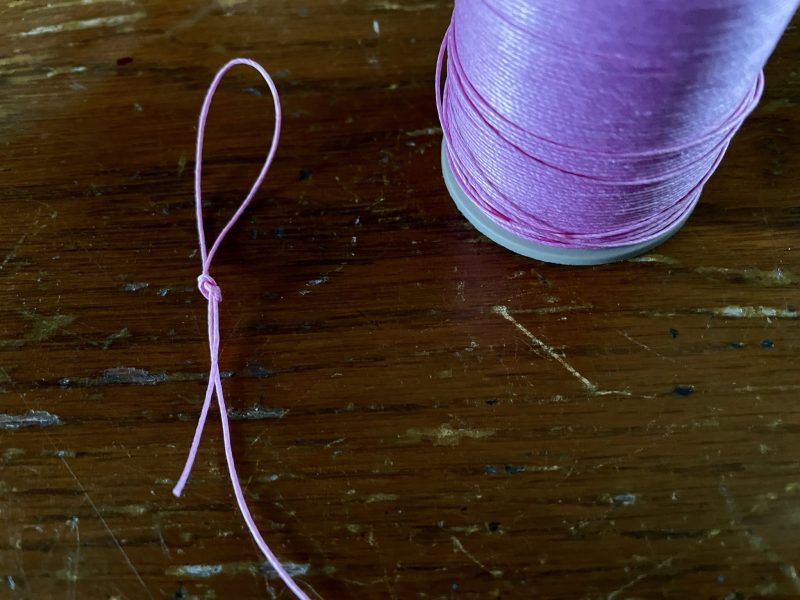 The Travelling Bookbinder: How to: Make Jewel Bauble Wishes: Make a hanging loop in the thread