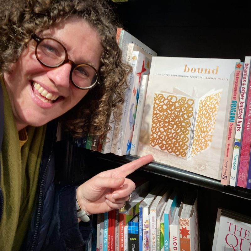 The Travelling Bookbinder: Bound: 15 Beautiful Bookbinding Projects, published by Kyle: On the shelf at Waterstones Edinburgh