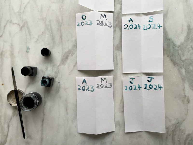 The Travelling Bookbinder: How to: Make a notebook: Continue adding month and year