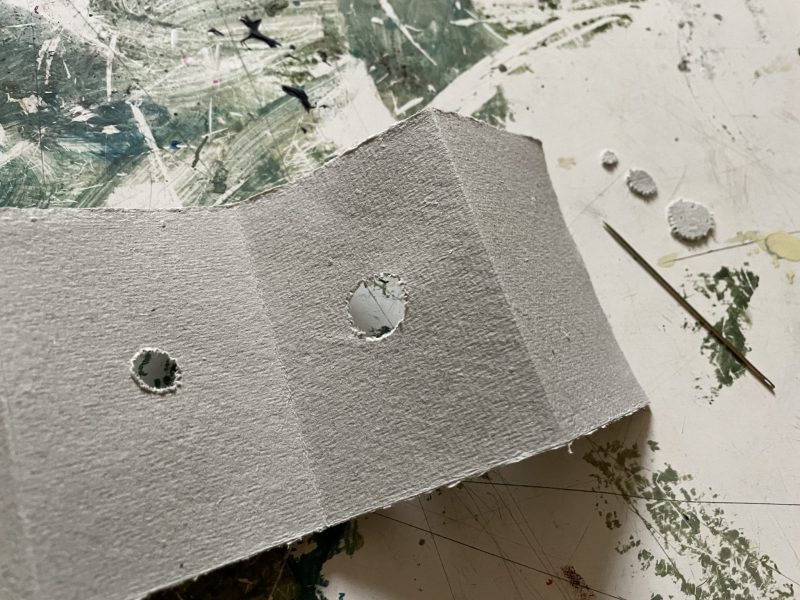 The Travelling Bookbinder: How-to: Make a January Tunnel Book: 3rd hole complete
