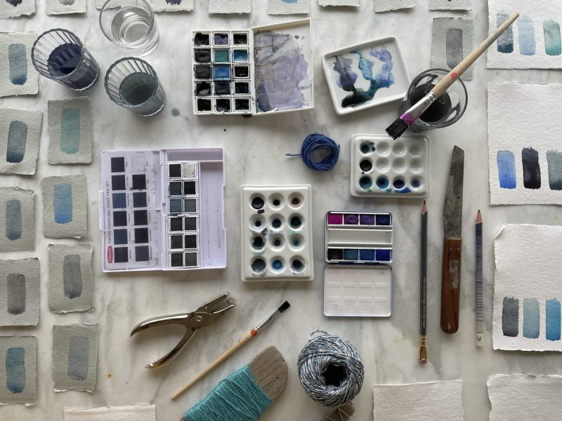 The Travelling Bookbinder: How to be Blue: Bookart project: Palettes 