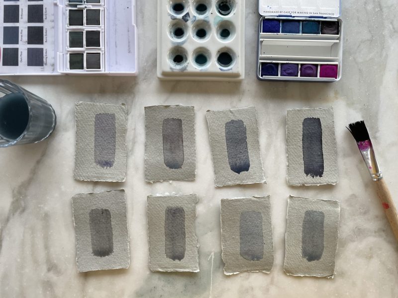 The Travelling Bookbinder: How to be Blue: Bookart project: Sample tones